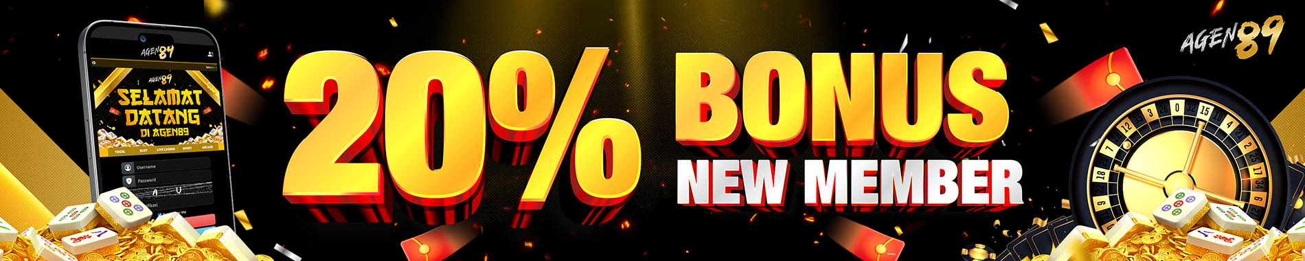 AGEN89 BONUS NEW MEMBER 20%